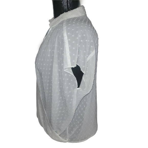 International Concepts White Textured Short Sleeve Wrap Front Blouse 10P - Picture 4 of 6